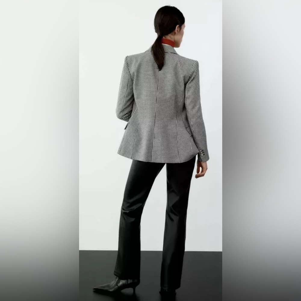 Zara DOUBLE BREASTED HOUNDSTOOTH BLAZER - Picture 2 of 10